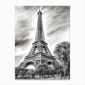 Eiffel Tower Paris Pencil Drawing Sketch 4 Canvas Print