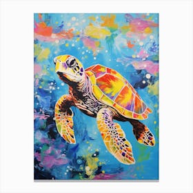 Brushstroke Sea Turtle With Coral 1 Canvas Print
