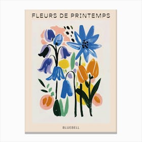 Spring Floral French Poster  Bluebell 3 Canvas Print