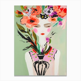 feminine floral lady Canvas Print