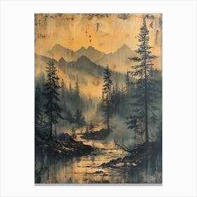 Antique Chinese Landscape Painting 4 Canvas Print