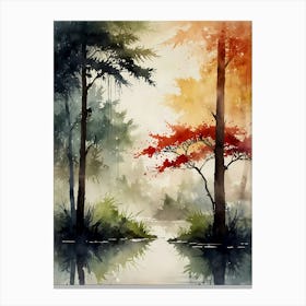 Watercolor Of Trees 7 Canvas Print