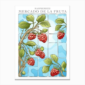 Mercado De La Fruta Raspberries Illustration 5 Poster Canvas Print