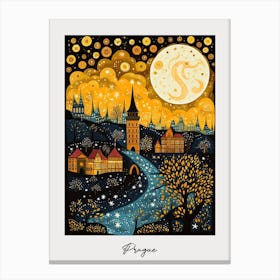 Poster Of Prague, Illustration In The Style Of Pop Art 2 Canvas Print