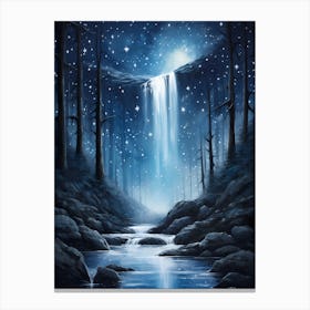 Waterfall In The Night 2 Canvas Print