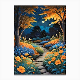 Floral Night Garden Scene (5) Canvas Print