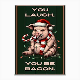 Christmas Annoyed Pig in Lights Canvas Print