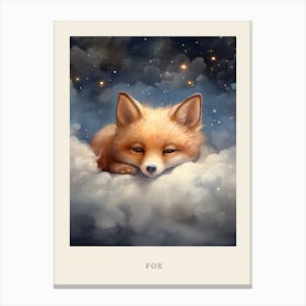 Baby Fox 8 Sleeping In The Clouds Nursery Poster Canvas Print