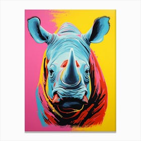 Rhino Pop Art Yellow Blue Pink 4 Canvas Print