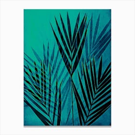 Turquoise Palm Leaves Canvas Print