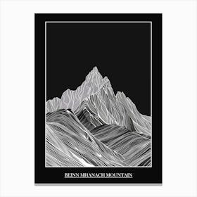 Beinn Mhanach Mountain Line Drawing 3 Poster Canvas Print