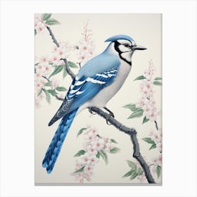 Ohara Koson Inspired Bird Painting Blue Jay 1 Canvas Print