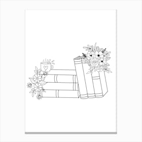 Books, Flowers And Coffee Canvas Print