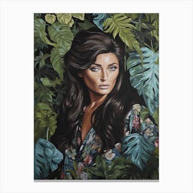 Floral Handpainted Portrait Of Kim Kardashian 2 Canvas Print