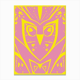 Abstract Owl Pink And Yellow 1 Canvas Print