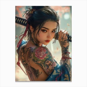 Asian Tattooed Girl Canvas Print