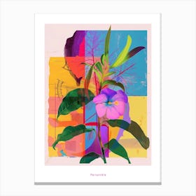 Periwinkle (Vinca) 2 Neon Flower Collage Poster Canvas Print
