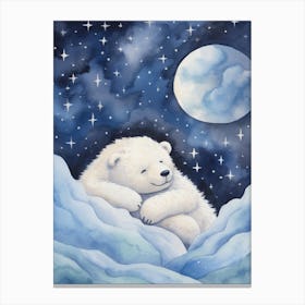 Baby Polar Bear 3 Sleeping In The Clouds Canvas Print