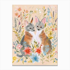 Folksy Floral Animal Drawing Jackal 2 Canvas Print