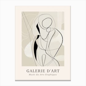 Galerie D'Art Abstract Line Art Figure Neutrals 7 Canvas Print
