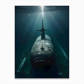 Submarine In The Ocean-Reimagined 25 Canvas Print