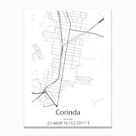 Corinda,Australia Minimalist Map Canvas Print