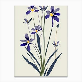 Spiderwort Wildflower Modern Muted Colours 1 Canvas Print