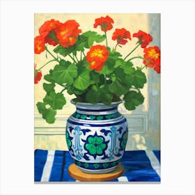 Flowers In A Vase Still Life Painting Geranium 1 Canvas Print