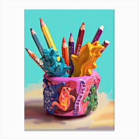 Fancy Pencil Holder Oil Painting 1 Canvas Print
