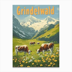 Aihrgdesign A Classic 1960s Travel Poster For Grindelwald Canvas Print