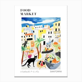 The Food Market In Santorini 1 Illustration Poster Canvas Print