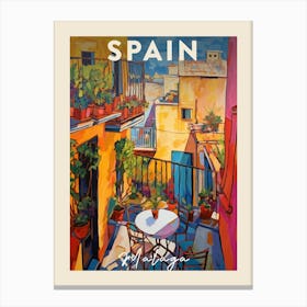 Malaga Spain 5 Fauvist Painting  Travel Poster Canvas Print