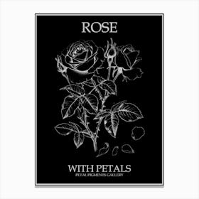 Rose With Petals Line Drawing 3 Poster Inverted Canvas Print