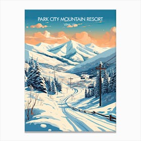 Poster Of Park City Mountain Resort   Utah, Usa, Ski Resort Illustration 0 Canvas Print