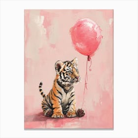 Cute Tiger 2 With Balloon Canvas Print
