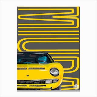 Lamborghini Miura Classic Car Yellow Canvas Print