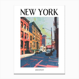 Greenpoint New York Colourful Silkscreen Illustration 3 Poster Canvas Print