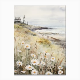 Flowers Along The Coast Vintage Canvas Print