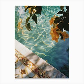 Yellow Flowers By The Pool Canvas Print