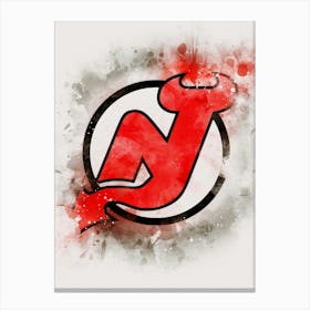 New Jersey Devils Watercolor Canvas Print