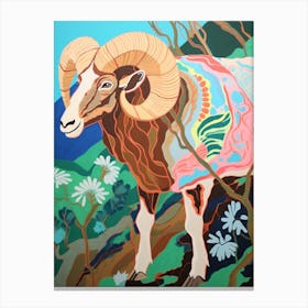 Maximalist Animal Painting Ram 2 Canvas Print