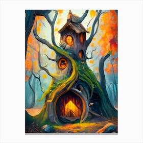 Fairy House In The Forest, Gnome House, Intense Art, Dynamic Painting, Autumn Vibes, Canvas Print