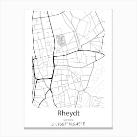 Rheydt,Germany Minimalist Map Canvas Print