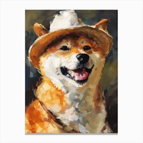 Oil Painting Smiling Shiba Inu 12 Canvas Print