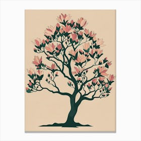 Magnolia Tree Colourful Illustration 1 Canvas Print