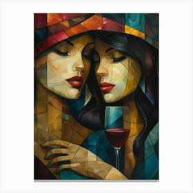 Two Women Holding Wine Glasses Canvas Print