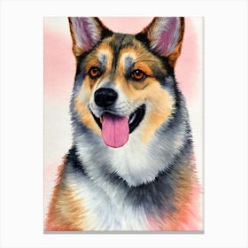 Swedish Vallhund 2 Watercolour dog Canvas Print