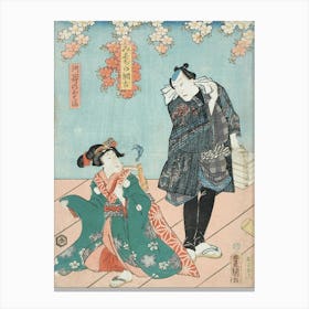 A Scene From The Play Hana No Hoka Ni Waka No Kyokuzuki By Utagawa Kunisada Canvas Print