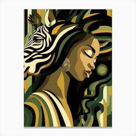 African Woman With Zebra Canvas Print