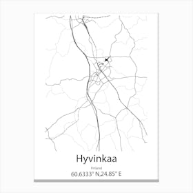 Hyvinkaa,Finland Minimalist Map Canvas Print